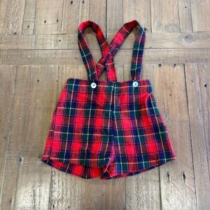 Vintage Imp Originals Red Plaid Suspender Shorts Boys 3T Preppy Classic Page Boy